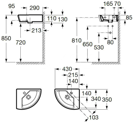 Раковина подвесная (35х43) Roca Hall  327623000
