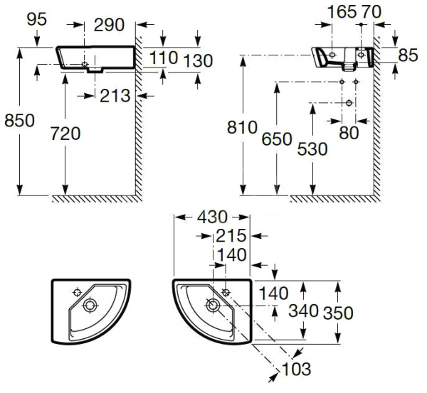 Раковина подвесная (43х35) Roca Hall  327622000