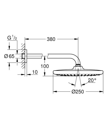 Верхний душ Grohe Tempesta 250 266682430 (черный матовый)
