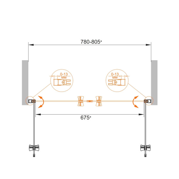 Душевая дверь (80х190) CEZARES ECO ECO-O-B-2-80-C-Cr