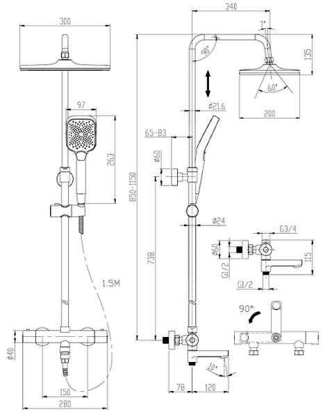 Душевая система Cersanit Vivo 64090