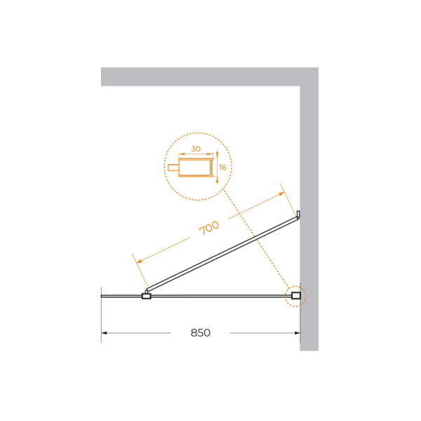 Душевая перегородка 85 см CEZARES LIBERTA LIBERTA-L-1-TB-85-C-NERO