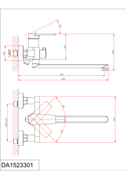 Смеситель D&K для ванны Bayern.Fürth DA1523305 Смеситель D&K для ванны Bayern.Fürth DA1523305