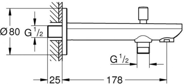 Излив для ванны GROHE BauContemporary 13390 000 (13390000) хром