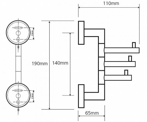 Крючок тройной поворотный Bemeta NEO 104206075