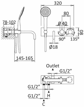 Смеситель для ванны Cezares Czr CZR-B-VDM2-T-01
