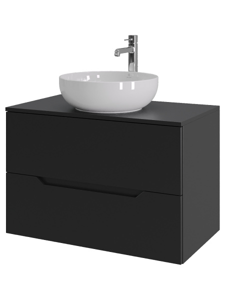 Тумба с раковиной подвесная 80 см, Orange Line Li-80TubMDF+B07-420W черный/белый