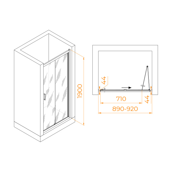 Душевая дверь 90 см RGW Passage PA-21B 06082109-14 прозрачное