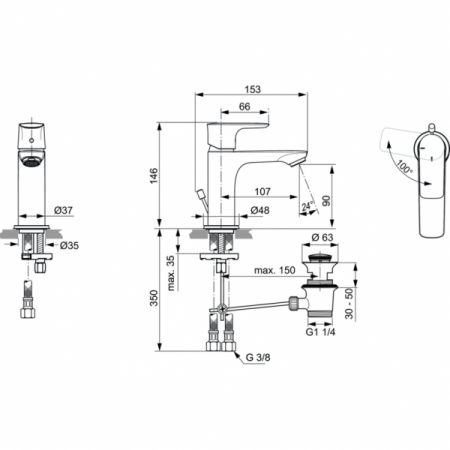 Смеситель для раковины Ideal Standard CONNECT AIR A7008AA, хром