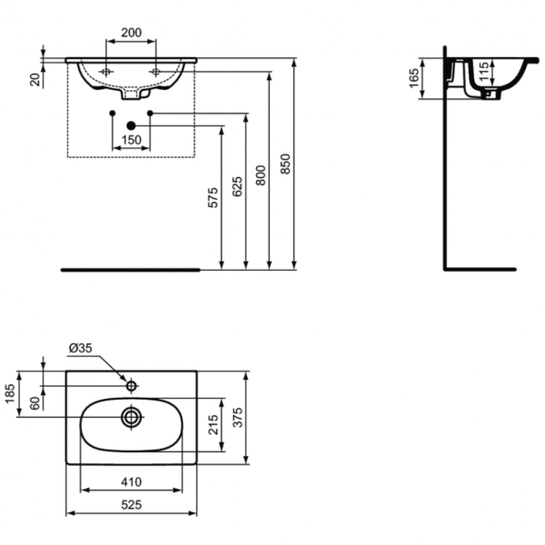 Раковина подвесная Ideal Standard TESI T351101