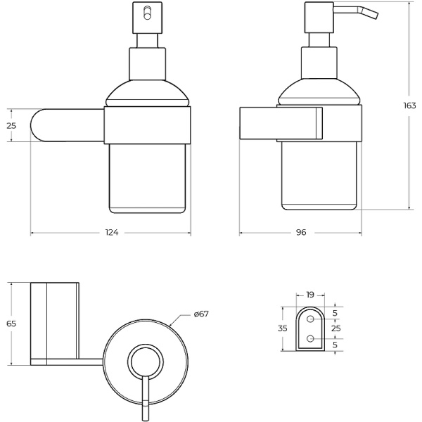 Дозатор для жидкого мыла CEZARES STYLUS-SOIS-V-NOP