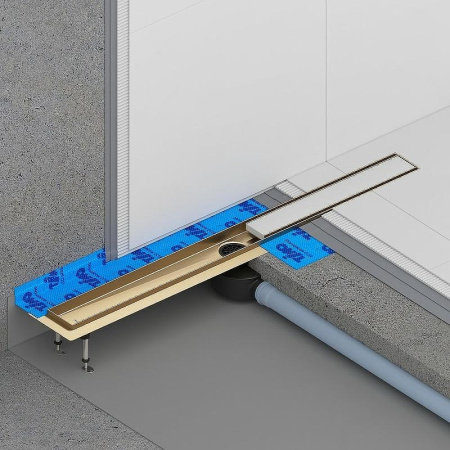 Душевой лоток Timo Drain System 80 DS230208/17 с решеткой золото матовое / под плитку