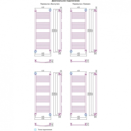 Полотенцесушитель водяной 1200х400 перемычка выгнутая Сунержа Богема 00-0101-1240
