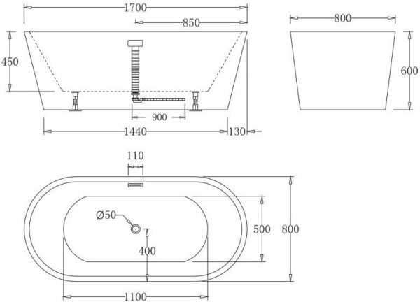 Акриловая ванна BelBagno 170х80 BB71-1700-BIANCO Акриловая ванна BelBagno 170х80 BB71-1700-BIANCO