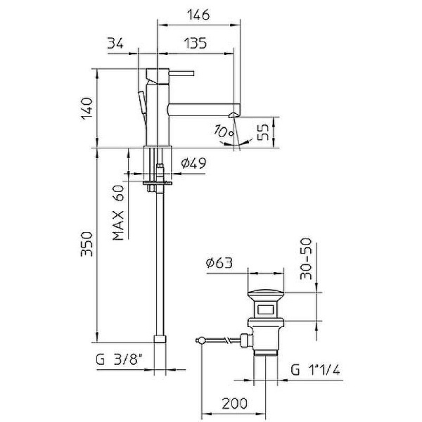 Смеситель для раковины Bossini Oki Z005301.021 золото