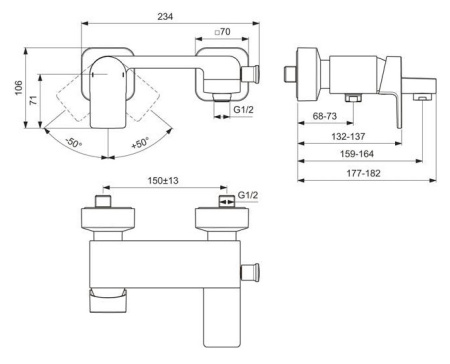 Смеситель для ванны Ideal Standard Edge A7121AA