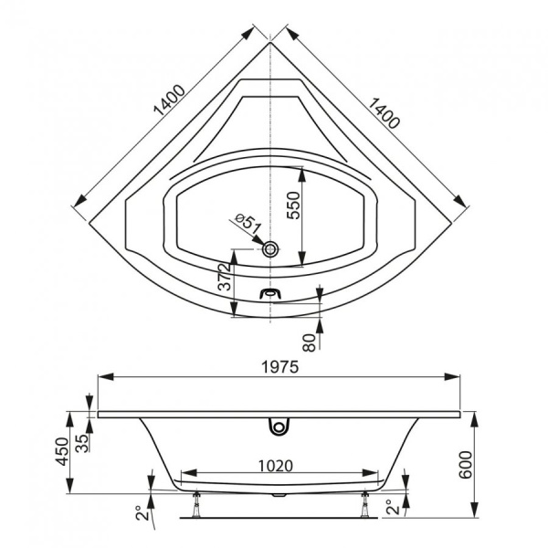 Акриловая ванна Vagnerplast Veronela Corner (140x140) VPBA140VEA3X-04 Акриловая ванна Vagnerplast Veronela Corner (140x140) VPBA140VEA3X-04