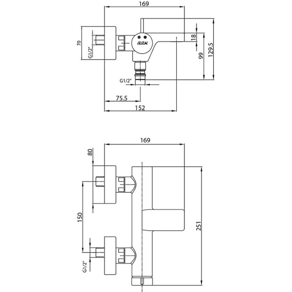 Смеситель для ванны E.C.A. Purity 102102477HEX