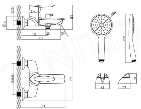 Смеситель для ванны и душа Lemark Mars (LM3514C)
