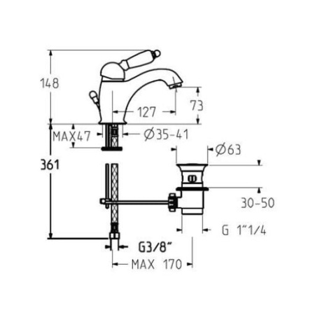 Смеситель для раковины Gattoni Orta 2737/27V0br