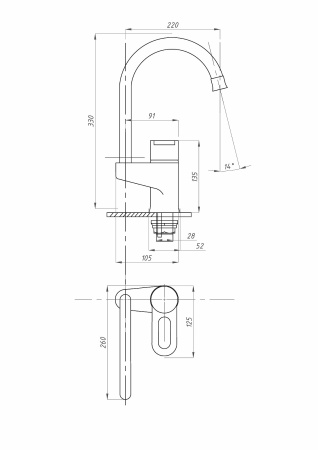 Смеситель для кухни  ПСМ-Профсан МОДЕРН PSM-384-008