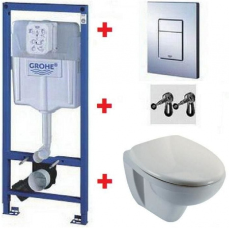 Комплект унитаз с инсталляцией 5 в 1 Grohe Bau Ceramic безободковый 39586000 