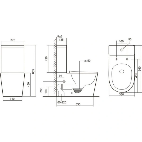 Унитаз ABBER Bequem AC1112T компакт белый, безободковый торнадо