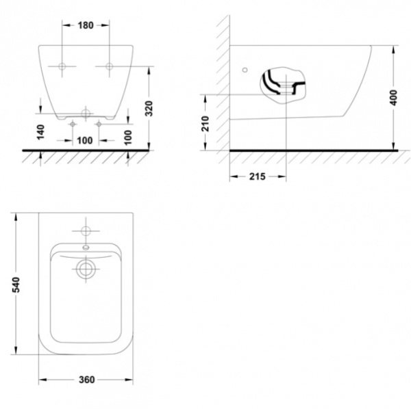 Биде подвесное Gala Emma Square 27362