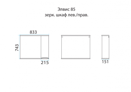 Зеркало-шкаф (83х74) Misty Элвис 85 левый П-Элв-01085-011Л