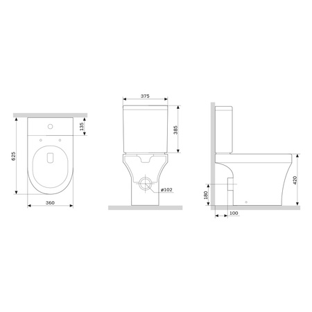 Унитаз-компакт безободковый с сиденьем микролифт Damixa Skyline DX35C8600SC