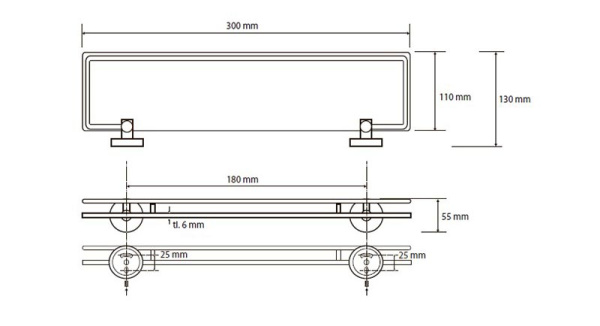 Полочка стеклянная Bemeta Omega 104102212