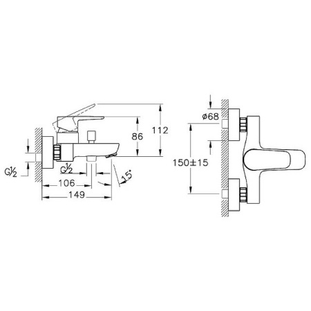Смеситель для ванны Vitra Flow A42946EXP