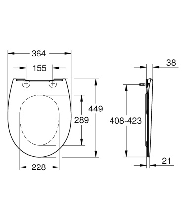 Сиденье для унитаза GROHE Bau Ceramic (с микролифтом) 39923 000 (39923000) тонкое