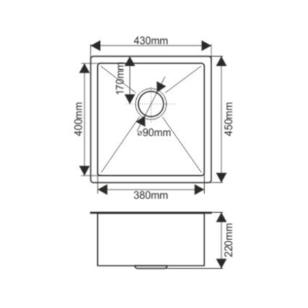 Кухонные мойки:(43х45х22) MELANA ProfLine H4345 с коландером, сатин