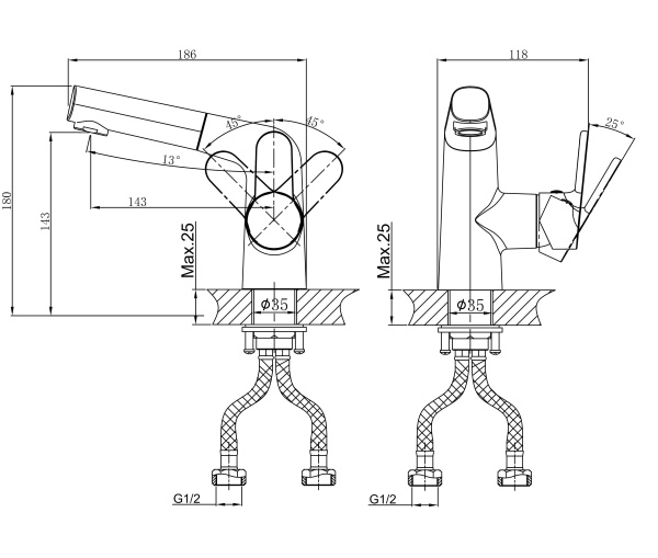 Смеситель для раковины с выдвижной лейкой Rhein.Marx D&K (DA1392141)