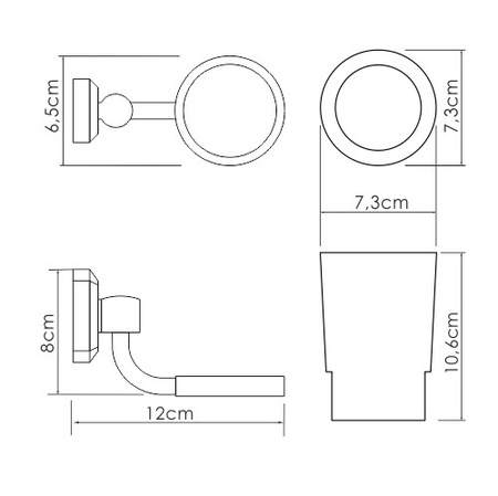 Стакан для зубных щеток одинарный Wasserkraft K-28128 SET1493