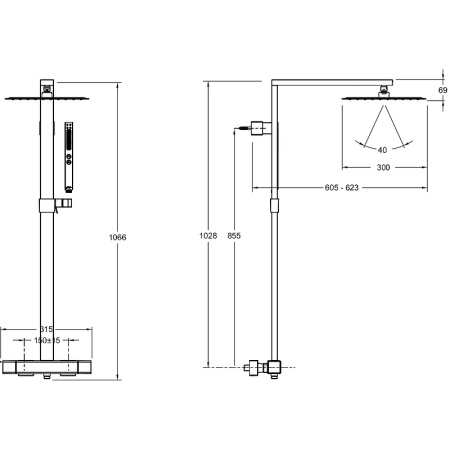 Душевая система Jacob Delafon Strayt E98321-CP