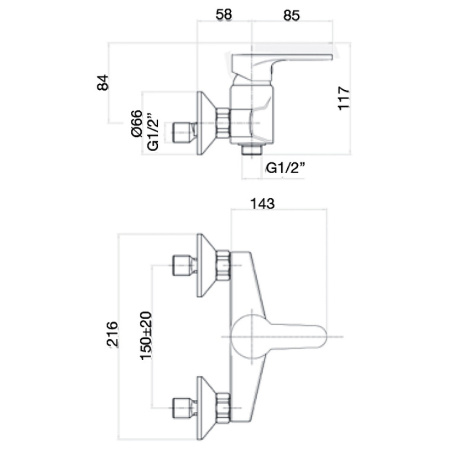 Смеситель для душа Webert Sax Evolution SE870102560