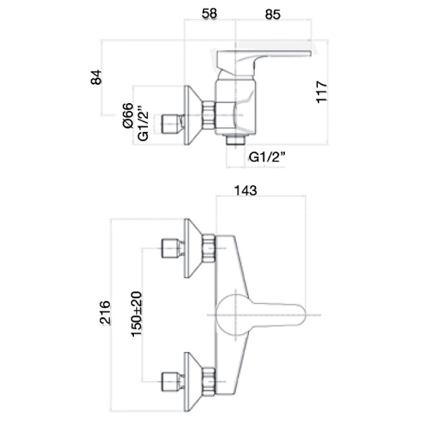 Смеситель для душа Webert Sax Evolution SE870102560