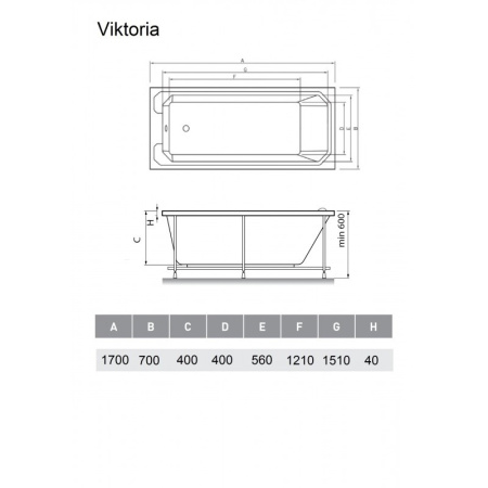 Акриловая ванна (170х70) Relisan Viktoria Гл000026566