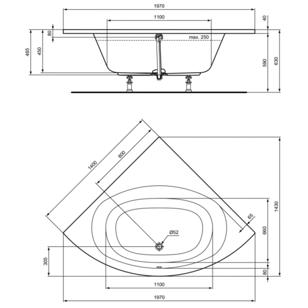 Ванна акриловая (140х140) Ideal Standard HOTLINE K275101 Ванна акриловая (140х140) Ideal Standard HOTLINE K275101