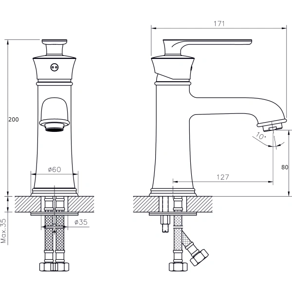 Смеситель для раковины RUSH Flores FLB0835-17