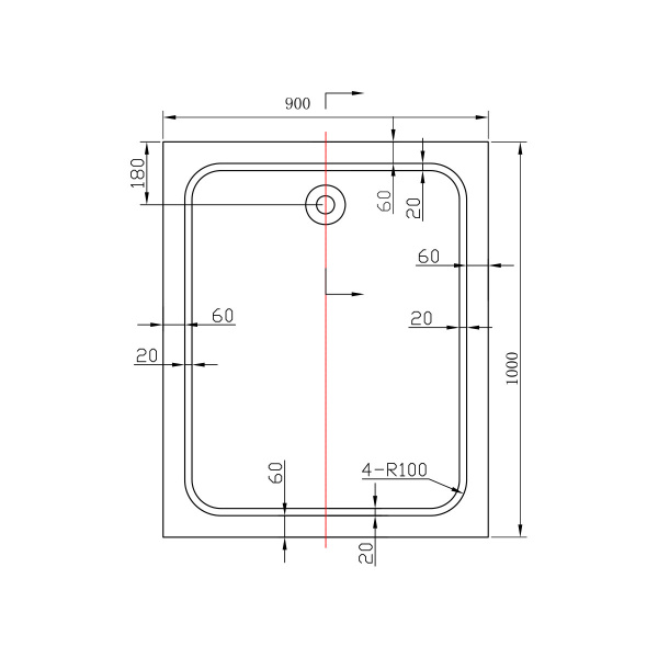Душевой поддон акриловый (100х90)  Vincea VST-2AR-9010
