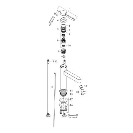 Смеситель для раковины с донным клапаном Push-Open Hansgrohe Finoris 76023700 белый матовый