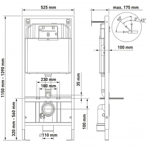 Комплект унитаза с инсталляцией Berges Wasserhaus Novum 042452