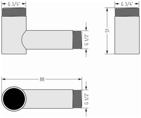 Уголок переходной Стилье G 3/4" НР х G 1/2" НР 122003-3412