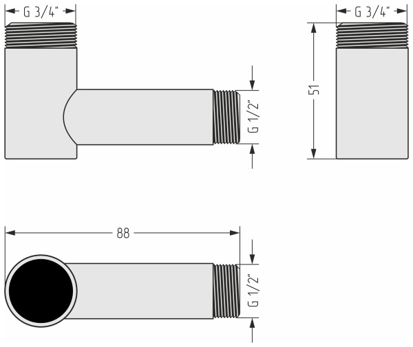 Уголок переходной Стилье G 3/4" НР х G 1/2" НР 172003-3412