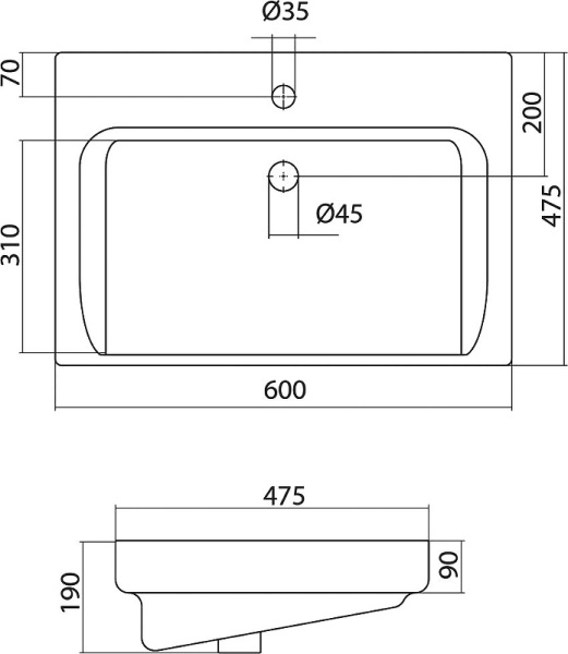Раковина Misty 60 Тигода 1.WH30.2.082