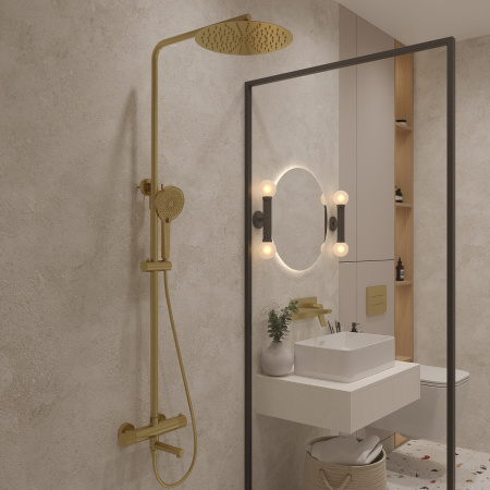 Душевая система с термостатом Oliveeka Y OL-739902-BG, золото матовое