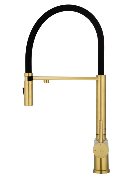 Смеситель для кухни с гибким изливом и подключением фильтра WONZON & WOGHAND, брашированное золото WW-88458009-BG Смеситель для кухни с гибким изливом и подключением фильтра WONZON & WOGHAND, брашированное золото WW-88458009-BG